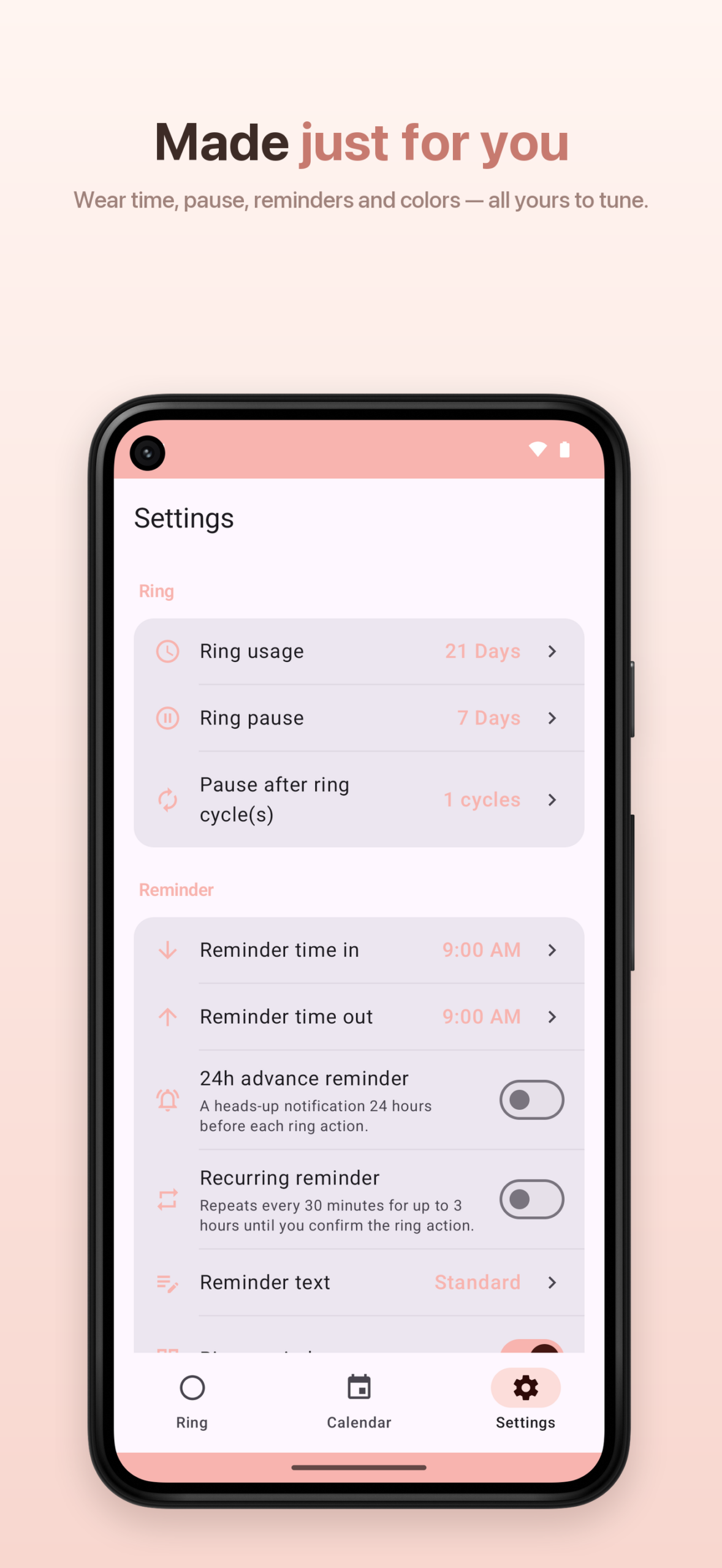 Android – Settings screen.