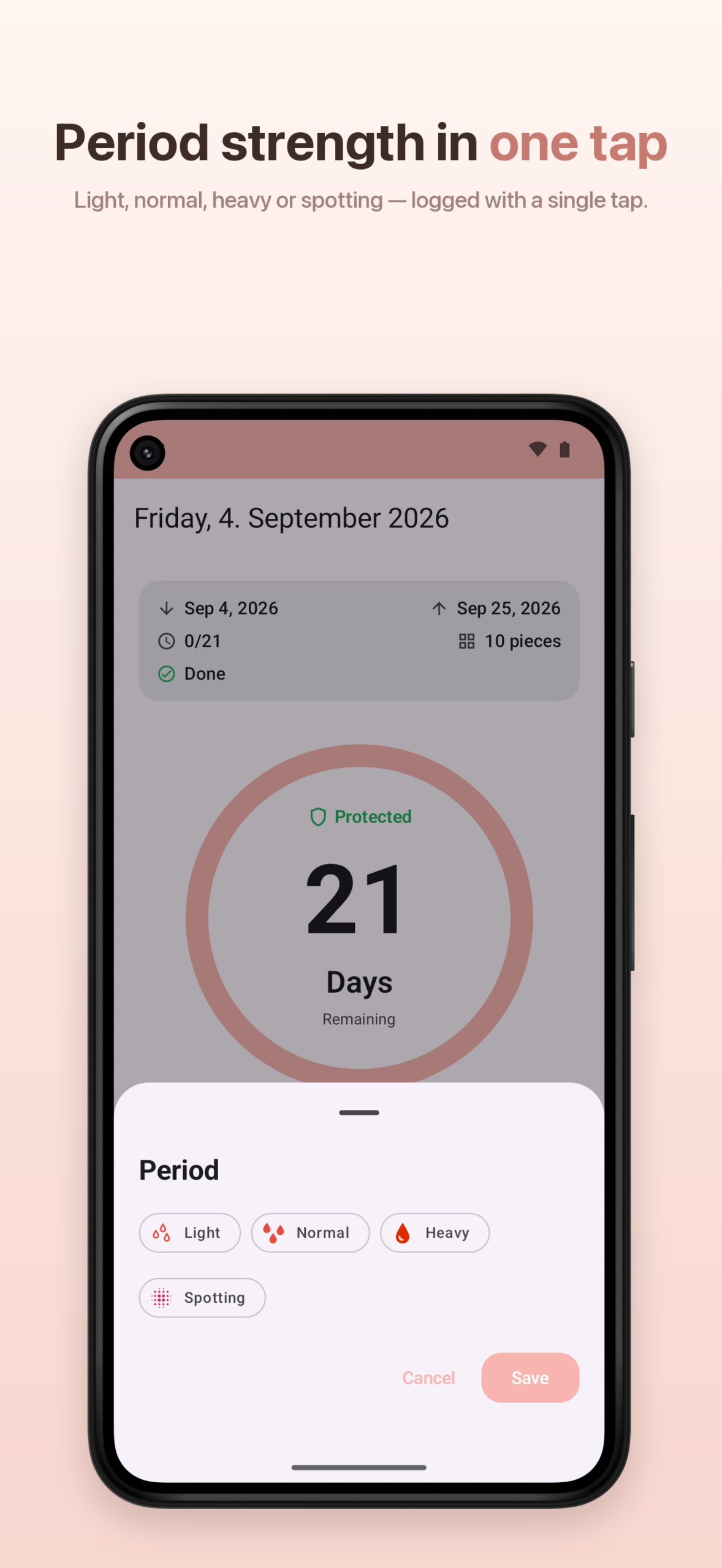Android – Period intensity picker.