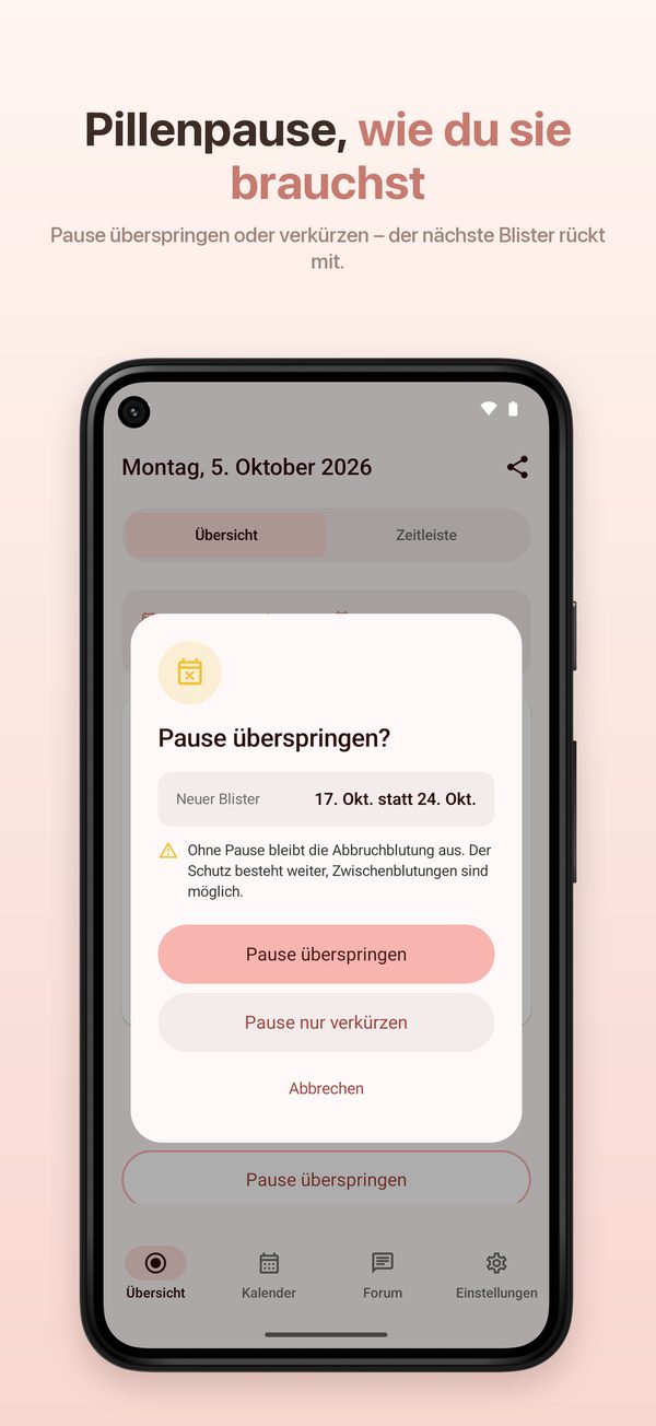 Android – Pillenpause überspringen oder verkürzen