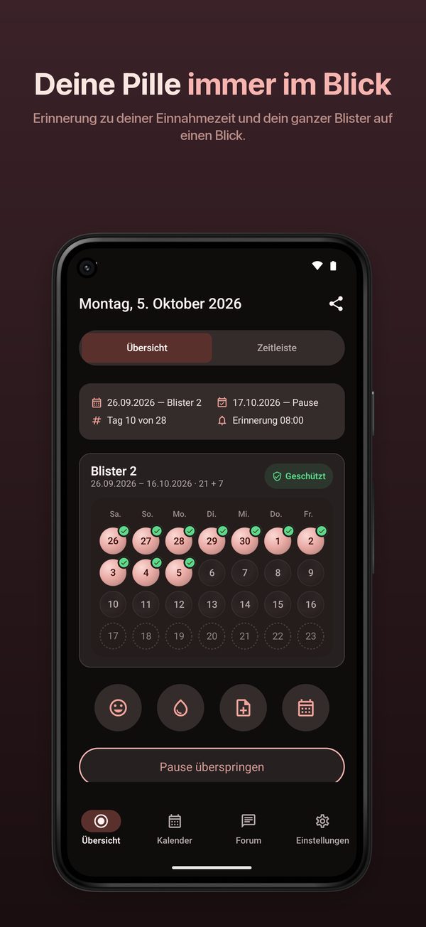 BC Pill auf Android: Übersicht im Dunkelmodus