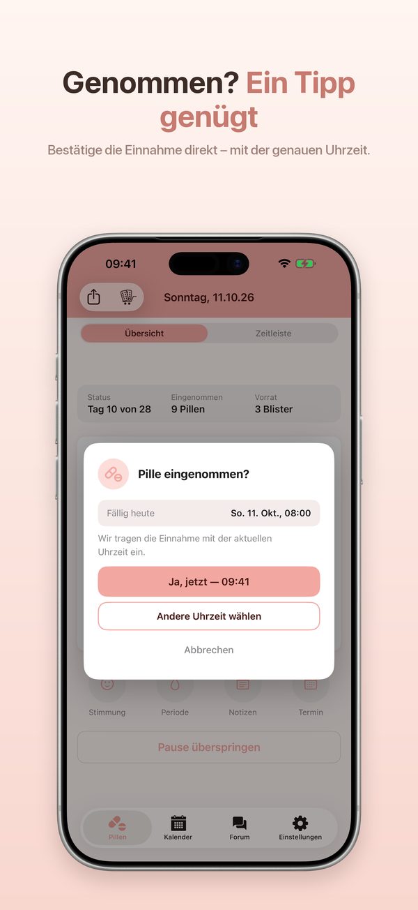 iPhone – Nachfrage, ob die Pille heute genommen wurde