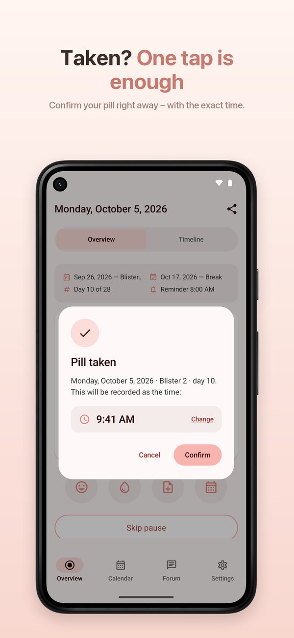 Android – confirm your pill with the exact time