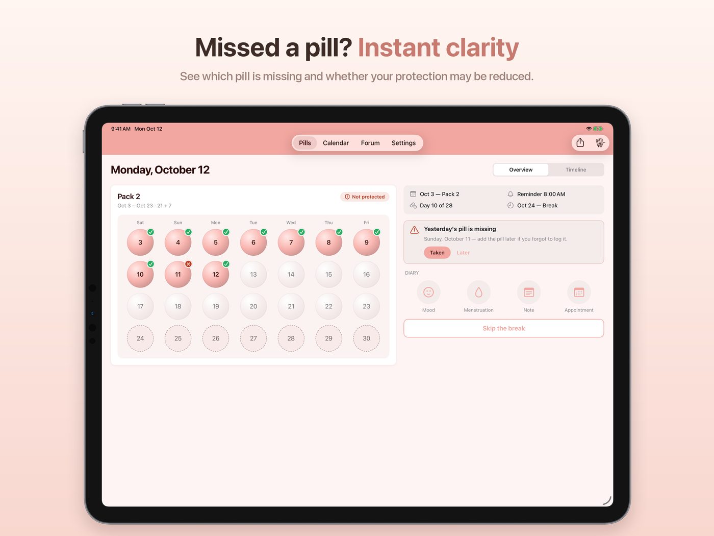 BC Pill on iPad in landscape