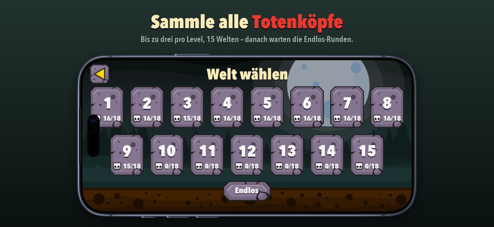 iPhone – Weltauswahl mit gesammelten Totenköpfen