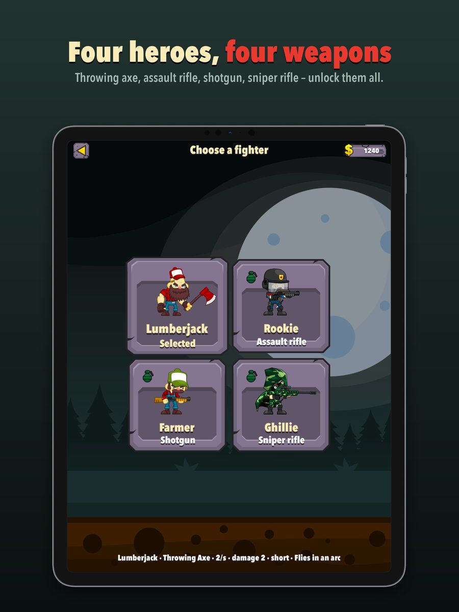 iPad – Choosing one of four heroes