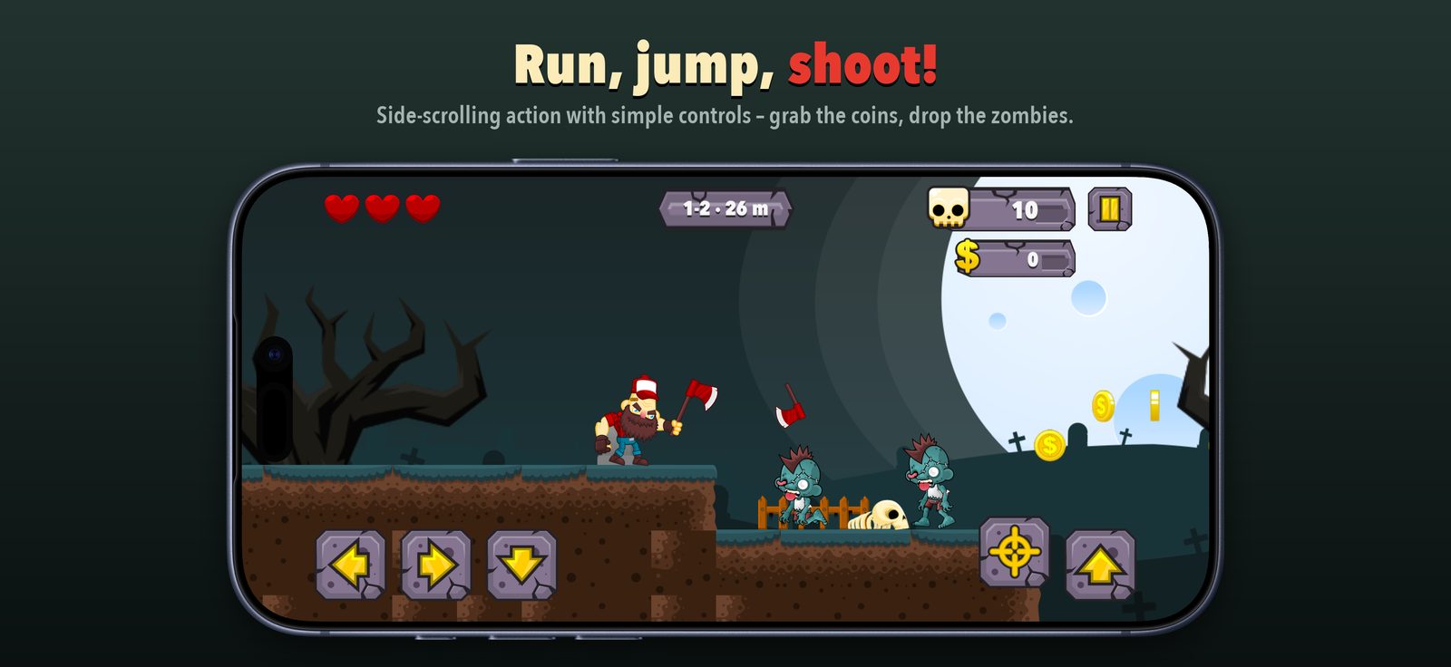 iPhone – Run, jump, shoot: the lumberjack throws his axe in the cemetery