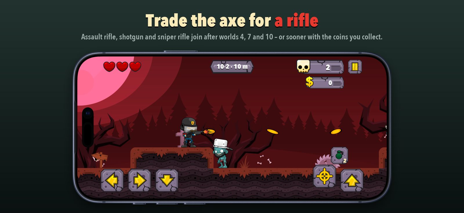 iPhone – Trade the axe for a rifle: a shooter in action