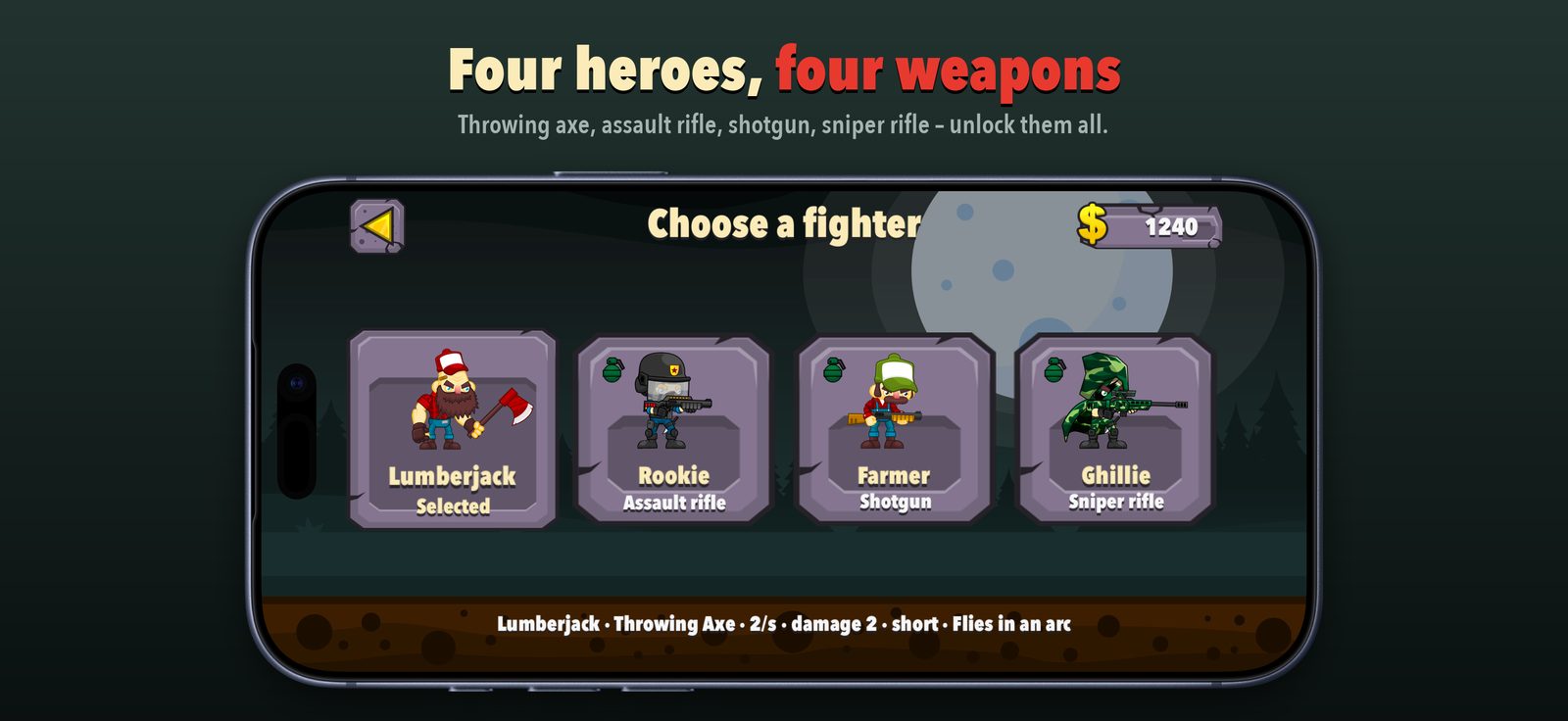 iPhone – Four heroes, four weapons: choosing a fighter